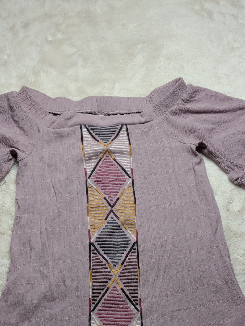 Knox Rose Lavender Off-Shoulder Embroidered Peasant Top
